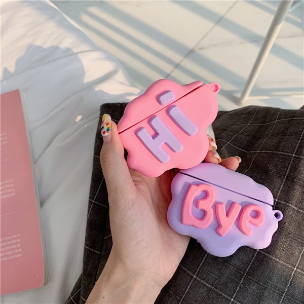 AirPod 2 Case 3D HI BYE Cloud Letter Cartoon Soft Silicone Wireless Earphone Cases For   Airpods Case Cute Cover - Image 4